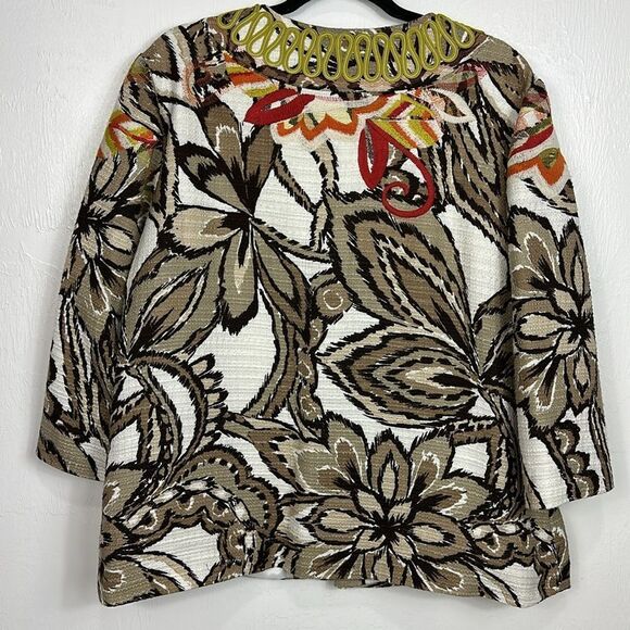 Chico's Odina Brushed Kat Floral Cotton 3/4 Sleeve Jacket Size XL - Picture 5 of 9